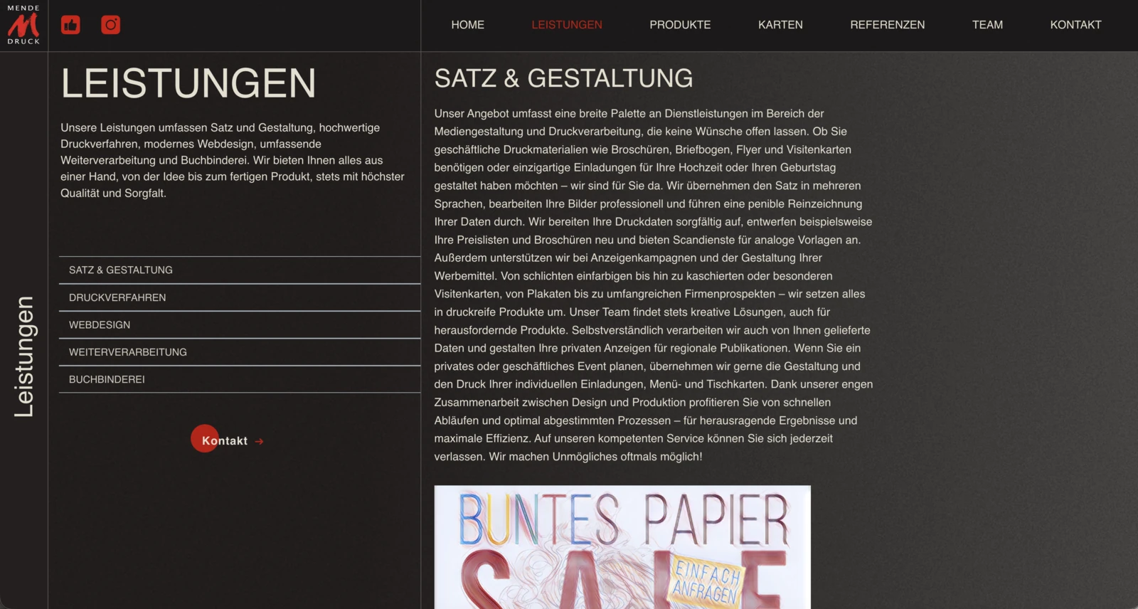 Leistungen – Screenshot