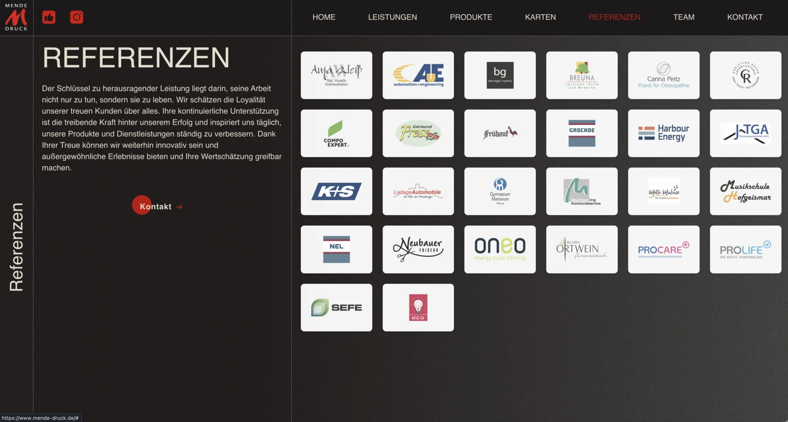 Referenzen – Screenshot